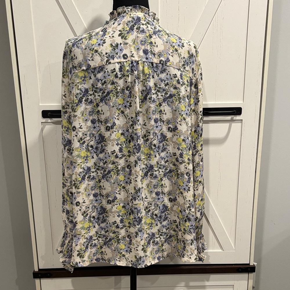 Maurices Floral Blouse in Cream, Blue, and Yellow - Picture 7 of 8